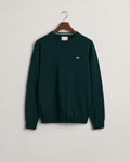 TARTAN GREEN, SUPERFINE LAMBSWOOL C-NECK, FLAT-LAY BY GANT AU.