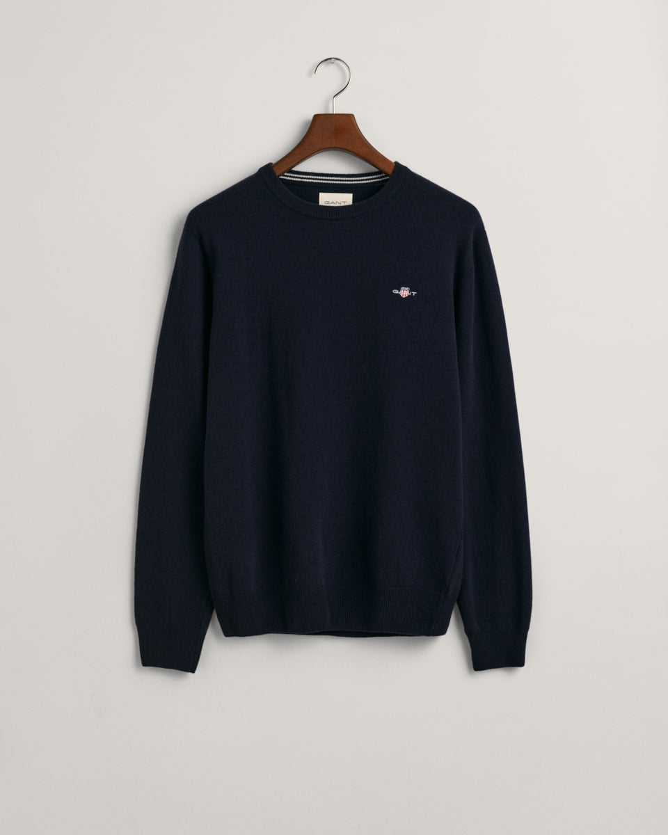 MARINE, SUPERFINE LAMBSWOOL C-NECK, FLAT-LAY BY GANT AU.