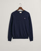 DARK NAVY MELANGE, SUPERFINE LAMBSWOOL C-NECK, FLAT-LAY BY GANT AU.