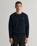 MARINE, SUPERFINE LAMBSWOOL V-NECK, FRONT-VIEW BY GANT AU.