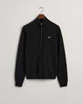 BLACK, SUPERFINE LAMBSWOOL HALF ZIP, FLAT-LAY BY GANT AU.