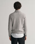 GREY MELANGE, SUPERFINE LAMBSWOOL HALF ZIP, BACK-VIEW BY GANT AU.