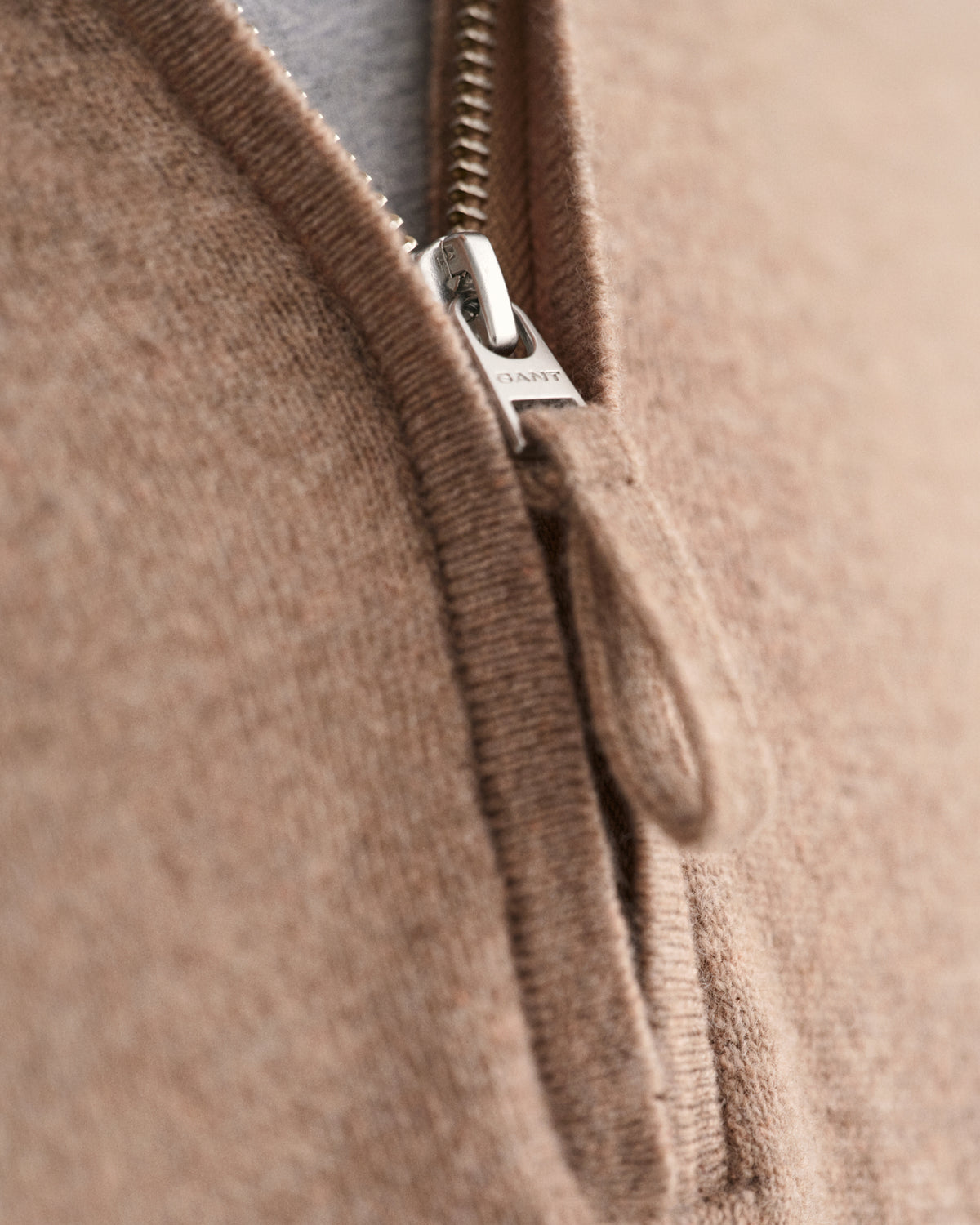 MODEL WEARING SUPERFINE LAMBSWOOL HALF ZIP