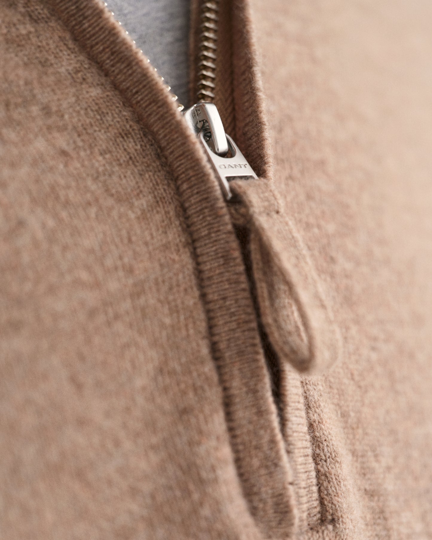 MODEL WEARING SUPERFINE LAMBSWOOL HALF ZIP