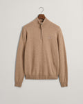 DK SAND MELANGE, SUPERFINE LAMBSWOOL HALF ZIP, FLAT-LAY BY GANT AU.
