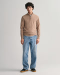 DK SAND MELANGE, SUPERFINE LAMBSWOOL HALF ZIP BY GANT AU.