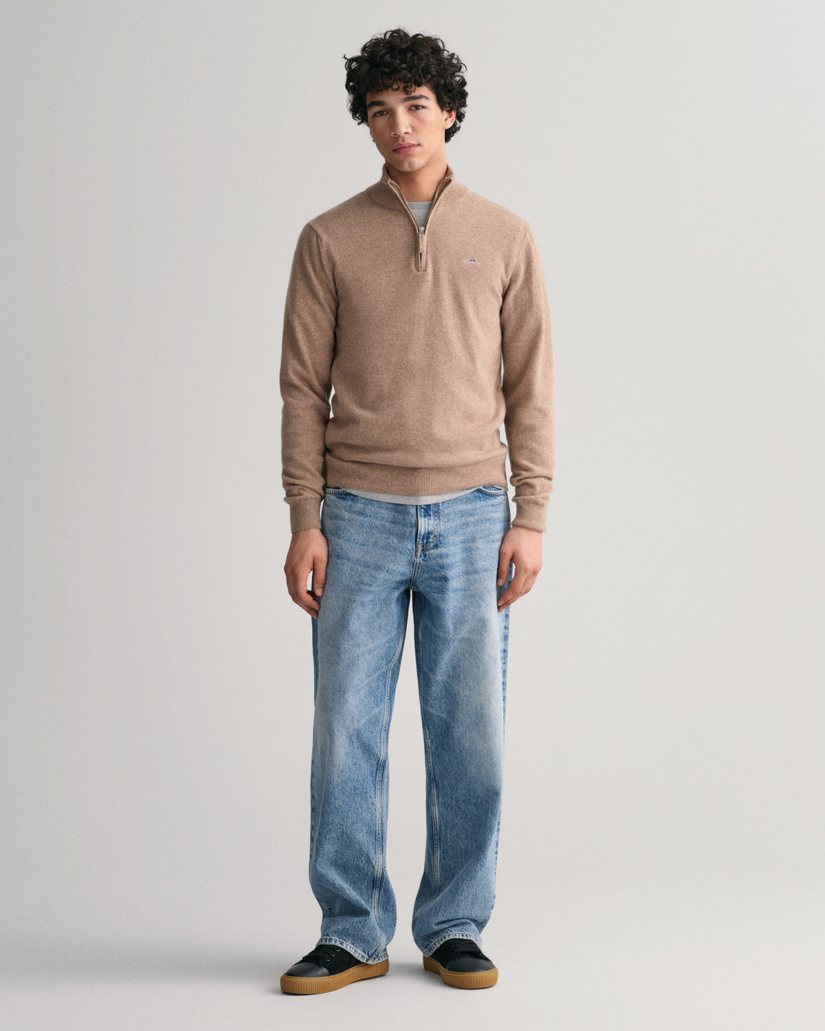 DK SAND MELANGE, SUPERFINE LAMBSWOOL HALF ZIP BY GANT AU.