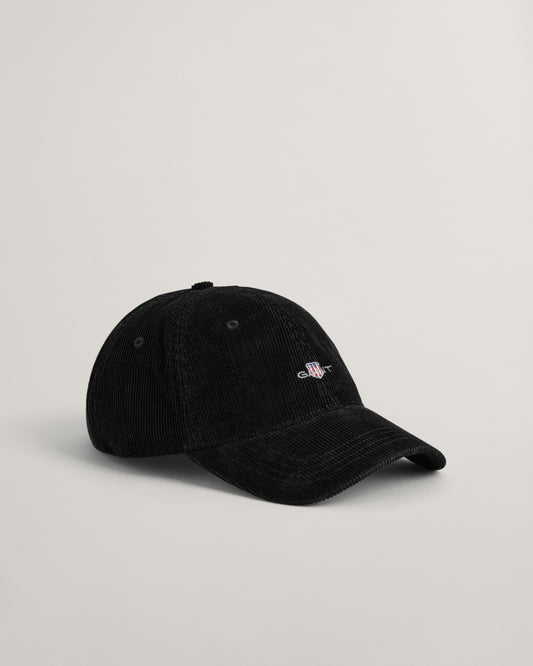 BLACK, SHIELD CORD CAP, FRONT-VIEW BY GANT AU.