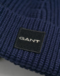 MARINE, UNISEX. COTTON RIB KNIT BEANIE, CLOSE-UP BY GANT AU.