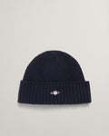 EVENING BLUE, SHIELD WOOL BEANIE, FLAT-LAY BY GANT AU.