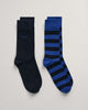 COLLEGE BLUE, BARSTRIPE AND SOLID SOCKS 2-PACK BY GANT AU.