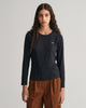 BLACK, REG SHIELD LS T-SHIRT, FRONT-VIEW BY GANT AU.