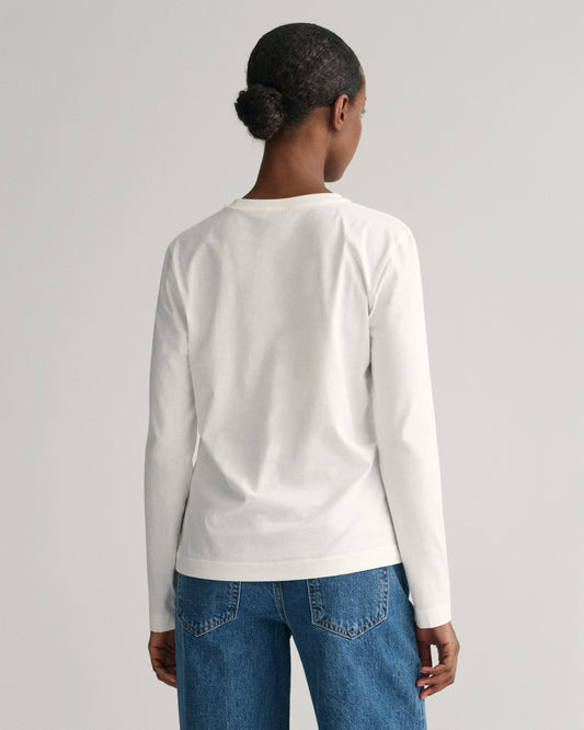 WHITE, REG SHIELD LS T-SHIRT, BACK-VIEW BY GANT AU.