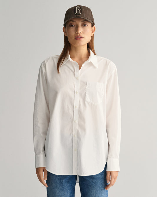 WHITE, REL POPLIN SHIRT, FRONT-VIEW BY GANT AU.