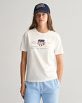 WHITE, ARCHIVE SHIELD SS T-SHIRT, FRONT-VIEW BY GANT AU.