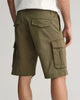 JUNIPER GREEN, RELAXED TWILL CARGO SHORTS, CLOSE-UP BY GANT AU.