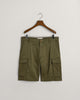 JUNIPER GREEN, RELAXED TWILL CARGO SHORTS, FLAT-LAY BY GANT AU.