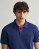 PERSIAN BLUE, REG CONTRAST PIQUE SS POLO, CLOSE-UP BY GANT AU.