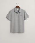 GREY MELANGE, TIPPING SS PIQUE POLO, FLAT-LAY BY GANT AU.