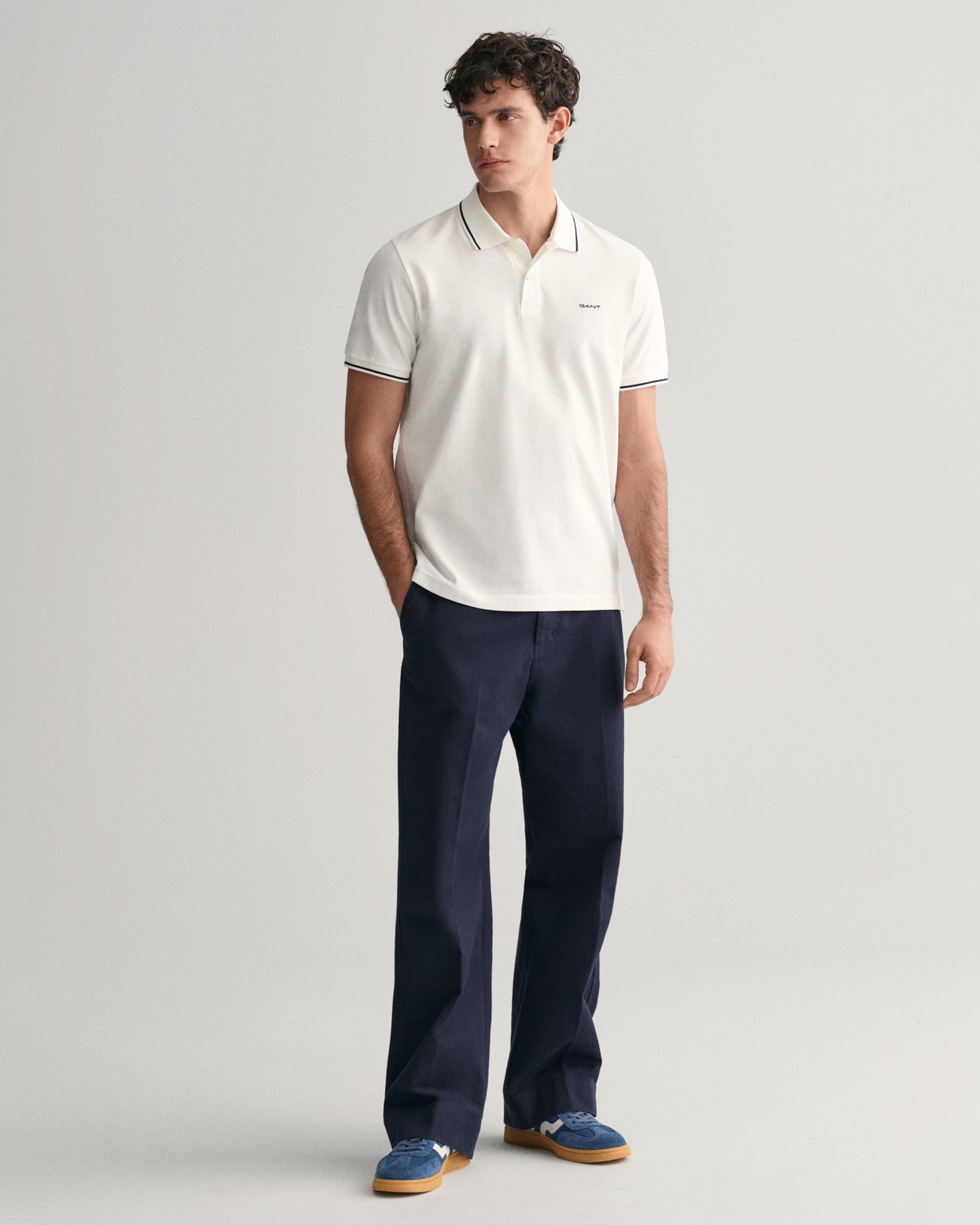 WHITE, TIPPING SS PIQUE POLO BY GANT AU.
