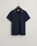 EVENING BLUE, TIPPING SS PIQUE POLO, FLAT-LAY BY GANT AU.
