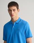 DAY BLUE, TIPPING SS PIQUE POLO, CLOSE-UP BY GANT AU.