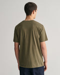 JUNIPER GREEN, REG ARCHIVE SHIELD EMB SS T-SHIRT, BACK-VIEW BY GANT AU.