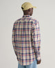 DUSTY BLUE SEA, REG COTTON LINEN CHECK SHIRT, BACK-VIEW BY GANT AU.