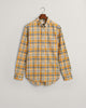 FADED ORANGE, REG COTTON LINEN CHECK SHIRT, FLAT-LAY BY GANT AU.