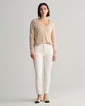 EGGSHELL, SLIM CROPPED WHITE JEANS, FRONT-VIEW BY GANT AU.