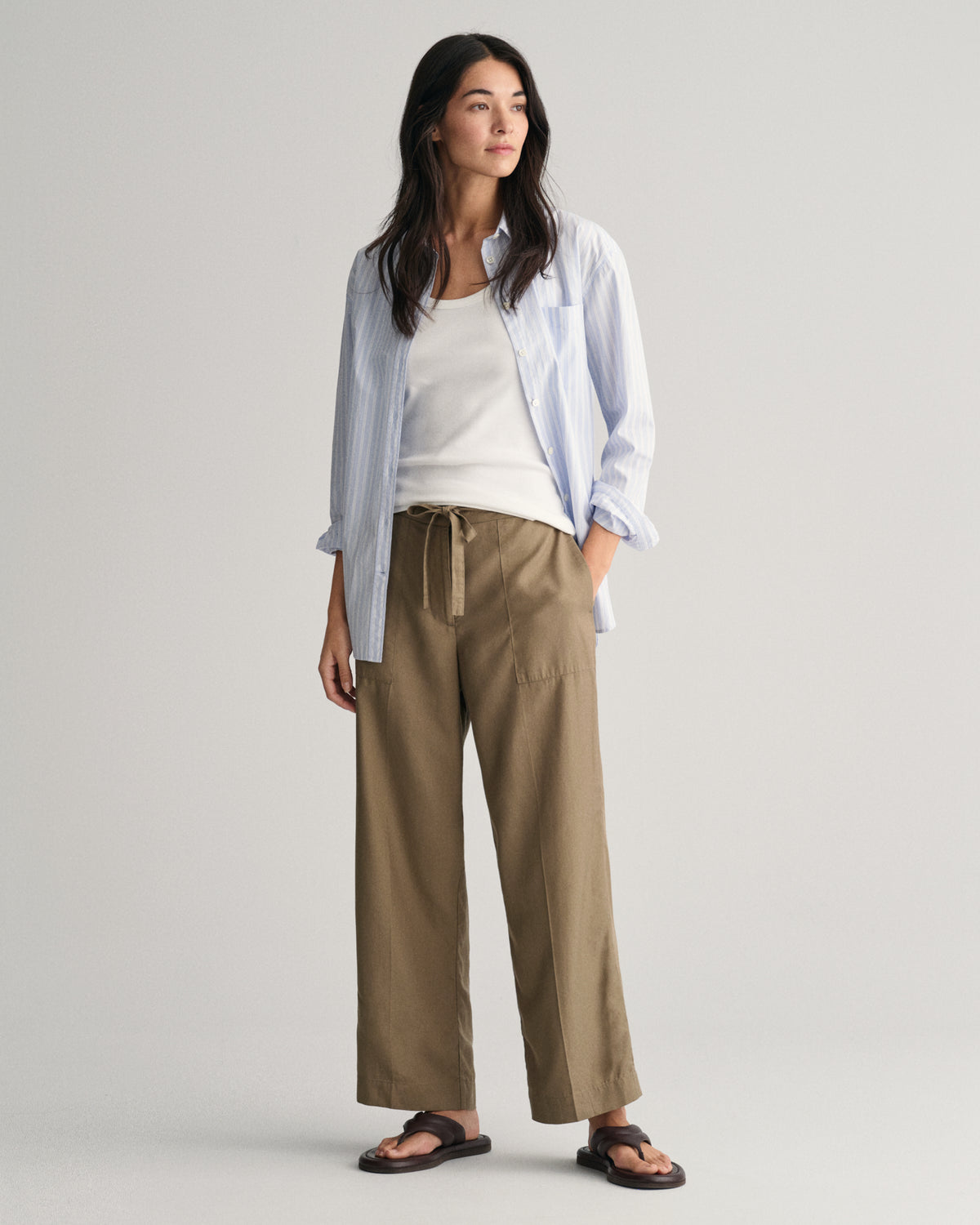 DRIED CLAY, REL TIE WAIST PANTS BY GANT AU.