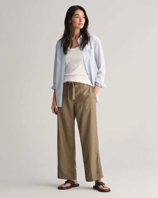 DRIED CLAY, REL TIE WAIST PANTS BY GANT AU.