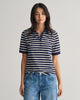 EVENING BLUE, SLIM STRIPED SHIELD SS PIQUE POLO, FRONT-VIEW BY GANT AU.