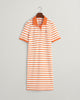 PUMPKIN ORANGE, STRIPED SHIELD SS PIQUE POLO DRESS, FLAT-LAY BY GANT AU.