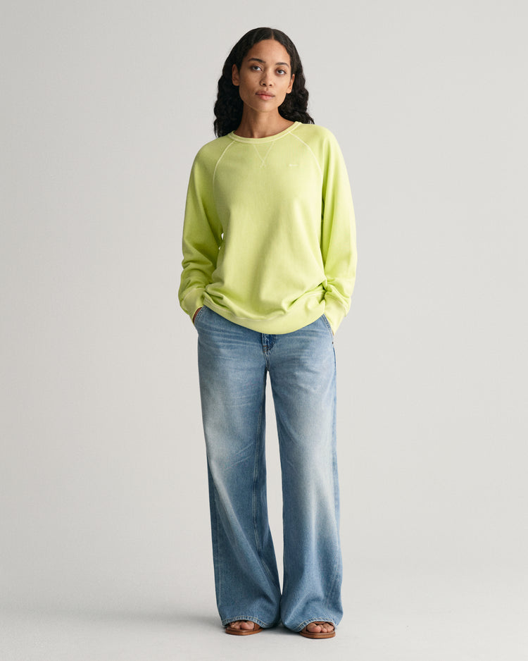 PASTEL LIME, REL SUNFADED C-NECK SWEAT BY GANT AU.