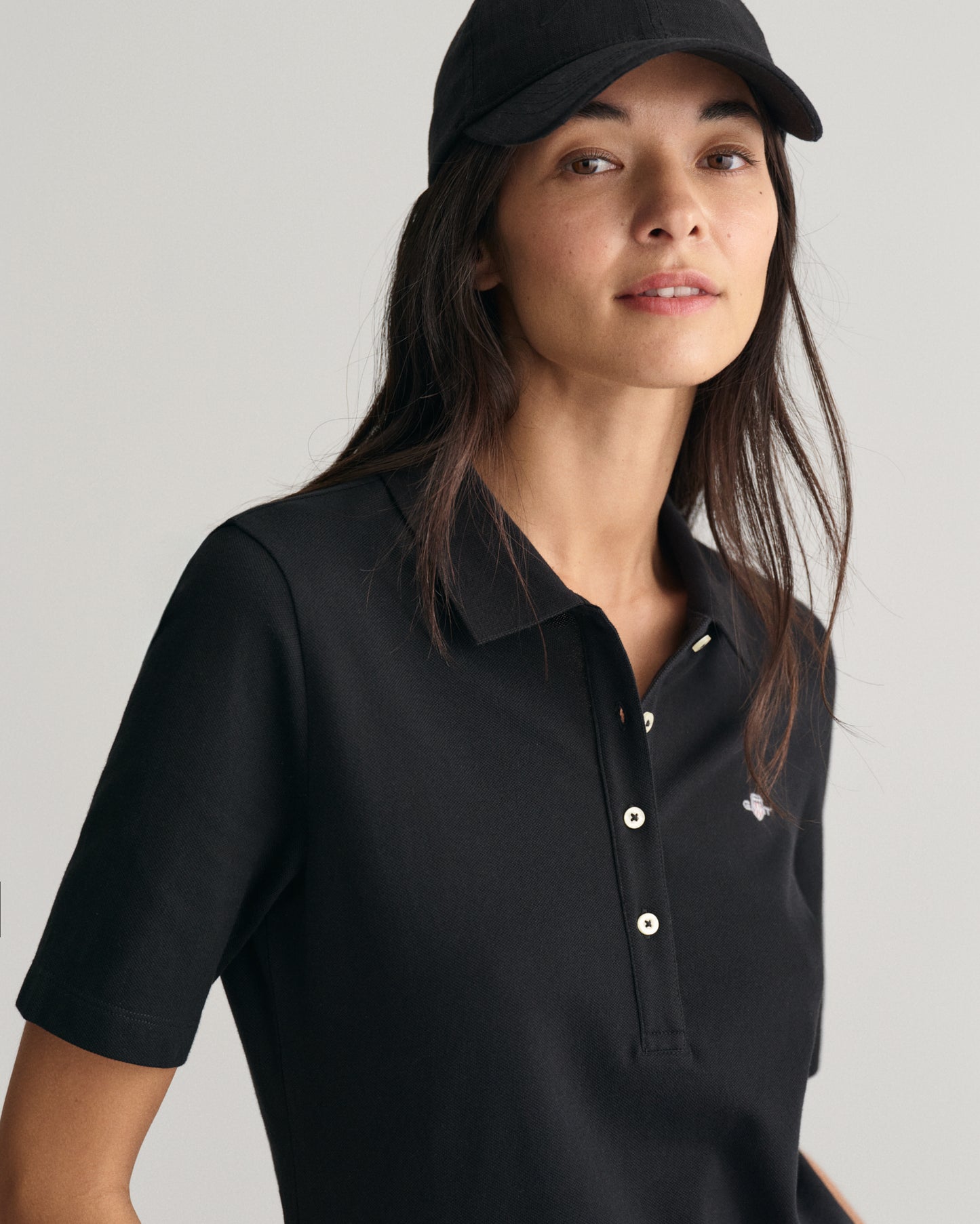 BLACK, SLIM SHIELD SS PIQUE POLO, CLOSE-UP BY GANT AU.