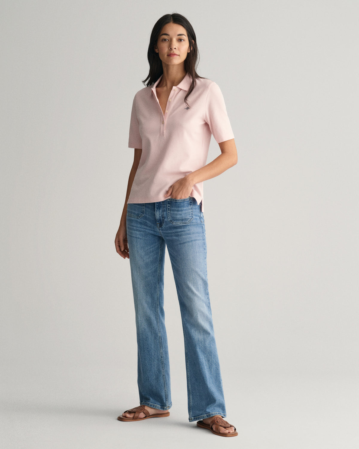 FADED PINK, SLIM SHIELD SS PIQUE POLO BY GANT AU.