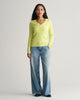 PASTEL LIME, STRETCH COTTON CABLE V-NECK BY GANT AU.