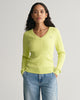 PASTEL LIME, STRETCH COTTON CABLE V-NECK, FRONT-VIEW BY GANT AU.