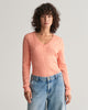 PEACHY PINK, STRETCH COTTON CABLE V-NECK, FRONT-VIEW BY GANT AU.