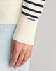 CREAM, FINE KNIT STRIPED C-NECK, CLOSE-UP BY GANT AU.