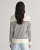 CREAM, FINE KNIT STRIPED C-NECK, BACK-VIEW BY GANT AU.