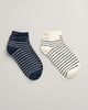 EVENING BLUE, BRETON STRIPE ANKLE SOCKS 2-PACK BY GANT AU.