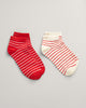 BRIGHT RED, BRETON STRIPE ANKLE SOCKS 2-PACK BY GANT AU.