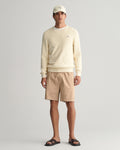 CREAM, STRIPE TEXTURED COTTON  C-NECK BY GANT AU.
