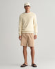 CREAM, STRIPE TEXTURED COTTON  C-NECK BY GANT AU.