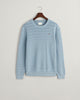 DOVE BLUE, STRIPE TEXTURED COTTON  C-NECK, FLAT-LAY BY GANT AU.