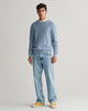 DOVE BLUE, STRIPE TEXTURED COTTON  C-NECK BY GANT AU.