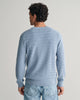 DOVE BLUE, STRIPE TEXTURED COTTON  C-NECK, BACK-VIEW BY GANT AU.