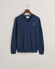 DK JEANSBLUE MELANGE, CLASSIC COTTON V-NECK, FLAT-LAY BY GANT AU.